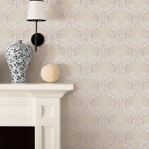 Galerie Nordic Elements Pink Embossed Floral Damask Trellis Wallpaper Roll