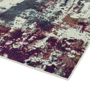 Abstract Navy Modern Easy To Clean Abstract Rug Dining Room-200cm X 290cm