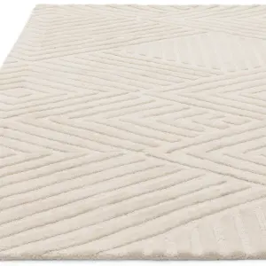 Ivory Handmade Wool Modern Geometric Rug for Living Room and Bedroom-160cm X 230cm