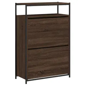 Berkfield Shoe Cabinet Brown Oak 75x34x112 Engineered Wood