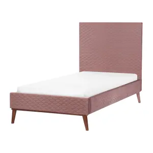 Velvet EU Single Size Bed Pink BAYONNE