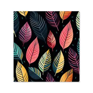 Colourful Leaves Pattern Premium Glass Kitchen Splashback W600mm x H600mm