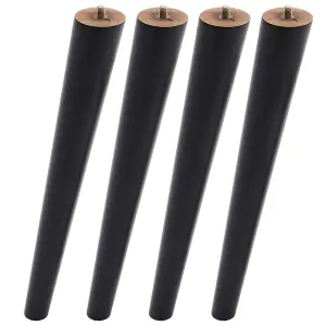 Solid Wooden Furniture Legs Tilt 10 Degrees Black Round Table Legs,4 Pcs,H350mm