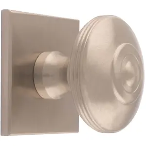 38mm Round Cabinet Door Knob & 40x40mm Matching Backplate - Satin Nickel Handle