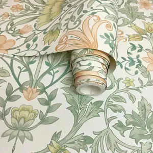 Holden Vintage Floral Cream Ochre Vintage Retro Style Art Nouveau Wallpaper