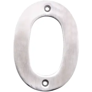 100mm Front Door Numerals '0' 82mm Fixing Centres Satin Stainless Steel