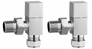 KeenFix Full Size Square Chrome Towel Rail & Radiator Angled Valves