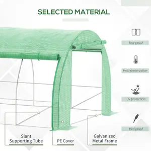 Outsunny 3 x 3 x 2 m Polytunnel Greenhouse Pollytunnel Tent Steel Frame Green