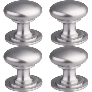 4 PACK - Victorian Tiered Door Knob - 42mm Satin Chrome Cabinet Pull Handle Round Rose