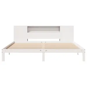 Berkfield Bookcase Bed without Mattress White 180x200 cm Super King Solid Wood Pine