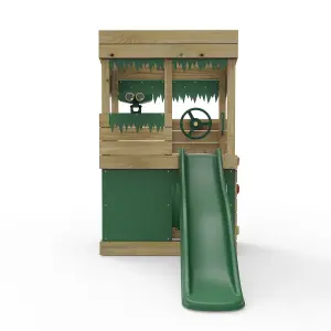 Rebo Wooden Lookout Tower Playhouse Climbing Frame with 6ft Slide & Swings - Zion