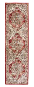 Persian Easy to Clean Floral Graphics Red Traditional Dining Room Rug-80cm X 150cm