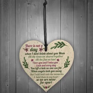 Red Ocean Handmade Mum Memorial Gift Grave Plaque Tribute Sign Wooden Heart Mum Birthday Gifts For Her