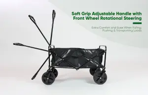 Trolley FOLDABLE 4 Wheel Outdoor Leisure Cart - Folding Trolley WITH COVER Travels with 75kg Load - Collapsible Fold Up Trolley