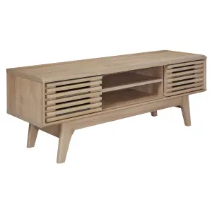 Copen Riviera Oak 120cm TV Unit Cabinet for TVs up to 55", TV Stand with 2 Storage Shelves and Sliding Doors for Living Room