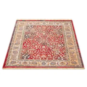 Charming Red Boho Floral Rug for Kansas Homes