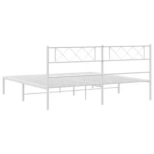 Berkfield Metal Bed Frame with Headboard White 183x213 cm