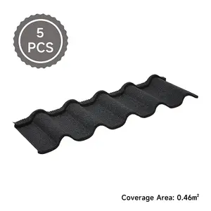 5 Pcs Black Golan Tile Stone Coated Metal Sheet Roofing Shingles L 1340mm x W 420mm