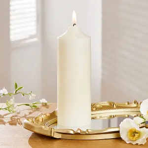 2Pcs White Candles Set Unscented Pillar Paraffin Wax