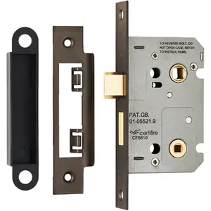 Matt Bronze Locking Bathroom Door Sashlock Latch - Square Forend 64mm Deep