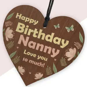 Red Ocean Birthday Gifts For Nanny Wooden Hanging Heart Nanny Gifts From Granddaughter Grandson Keepsake