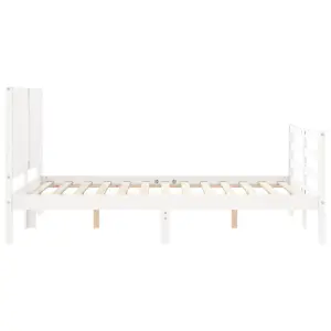 Berkfield Bed Frame with Headboard White 140x190 cm Solid Wood