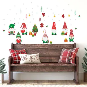 Xmas Gnomes and Snowflakes Christmas Wall Stickers Set - Pack of 5