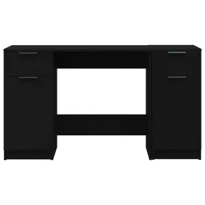 Berkfield Desk with Side Cabinet Black Engineered Wood