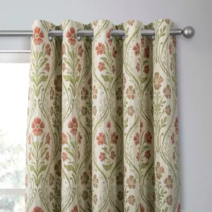 Estelle Woven Floral Pair of Eyelet Curtains