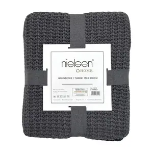 nielsen Alen Coarse Knitted Large Throw Blanket - Dark Grey