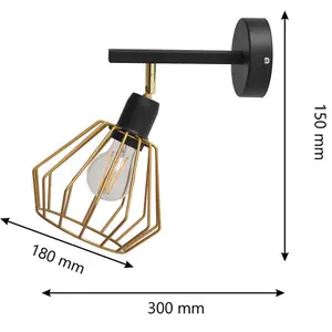 Luminosa Agat Wall Lamp Black, Gold 30cm