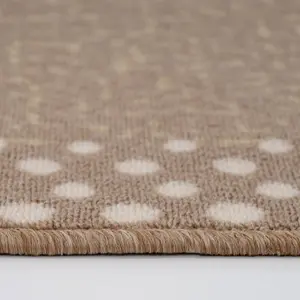 Beige Polka Dot Bordered Non Slip Washable Kitchen Utility Mat 66x200cm