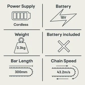Erbauer ECSG18-Li 18V Cordless Chainsaw 300mm