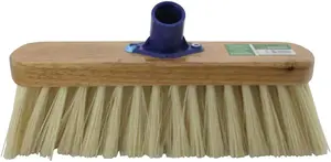 Set Of 2 Wooden Varnish Broom Head Brush Soft Cream Bristle Broom Cleaning 11 Inch