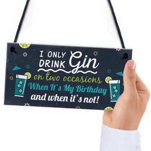 Red Ocean Funny Gin Sign Birthday Gift For Gin Lovers Hanging Gin Tonic