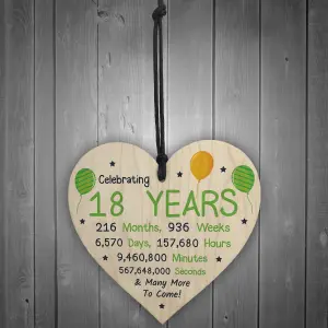 Red Ocean 18th Birthday Novelty Wooden Heart Gift For Son Daughter Brother Sister Friend