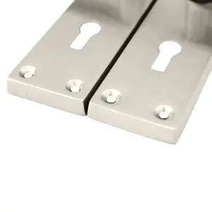 Door Handles Straight Lever Lock Keys Hinge Set - Satin 150 x 40mm