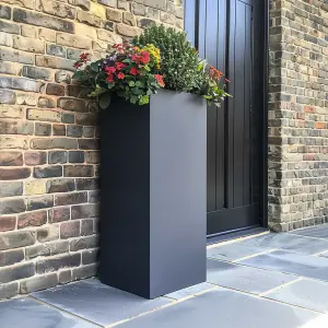 75cm Zinc Matte Grey Tall Square Planter