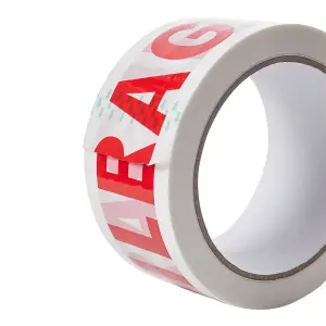 6 Rolls General Purpose Packing Parcel Tape, Caution Tape Fragile Printed 50mm x 60m