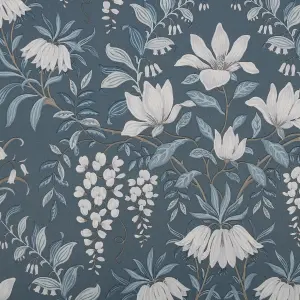 Laura Ashley Parterre Dark seaspray Damask Smooth Wallpaper Sample