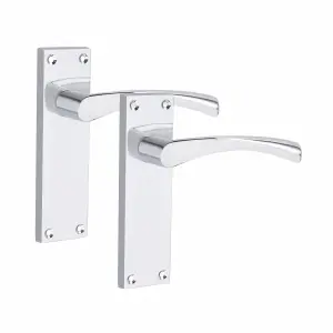 1 Pair of Victorian Scroll Astrid Handle Latch Door Handles Silver Polished Chrome with 150mm x 40mm Backplate