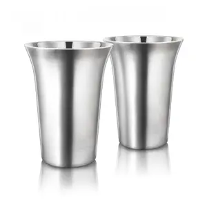 Final Touch Set of 2 Stainless Steel Coffee Cups Large Mugs 355ml 12oz Double-Wall