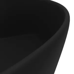 Berkfield Luxury Wash Basin with Overflow Matt Black 36x13 cm Ceramic