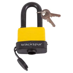 Blackspur - Long Shackle Laminated Steel Weatherproof Padlock - 5cm - Yellow