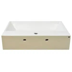 Basin with Faucet Hole Ceramic White 60.5x42.5x14.5 cm