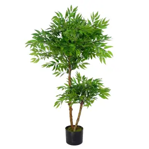 Artificial Ficus Tree Plant 100cm Luxury Ruscus 100cm Real Wood Trunk Botanik