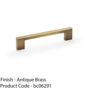 Slim Square Bar Pull Handle - Antique Brass - 128mm Centres SOLID BRASS Drawer