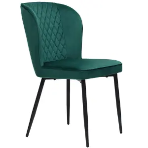 Modern Vanity Chair Kitchen Accent Occasional Chair with Metal Legs for Dining Room Living Room, Dark Green, 2PCS