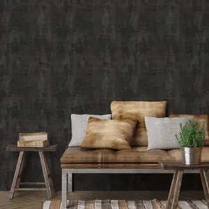 Galerie Into The Wild Black Textured Plain Wallpaper Roll