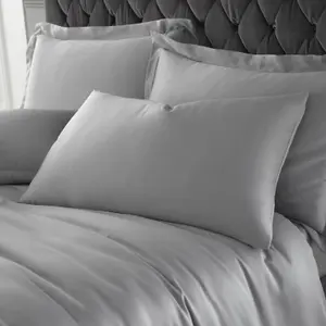 Catherine Lansfield Bedding Silky Soft Satin Duvet Cover Set with Pillowcases Silver Grey